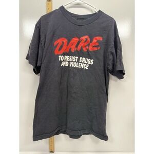 Vtg DARE To Keep Kids Off Drugs T Shirt Mens L Black Gildan Heavy Double Stitch